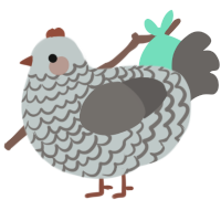 A silver and grey chicken with a lace pattern