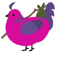 lorelei, a fuchsia and overcast chicken with a neck-speckle pattern