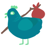 A sea and teal chicken with a neck-band pattern