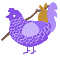 A blurple and lilac chicken with a lace pattern