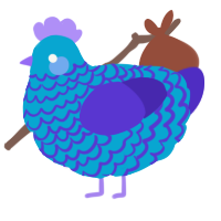 A cerulean and indigo chicken with a lace pattern
