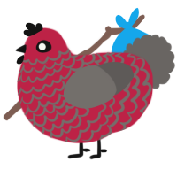 A crimson and grey chicken with a lace pattern