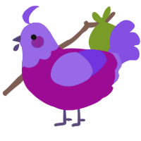 A plum and blurple chicken with a head pattern