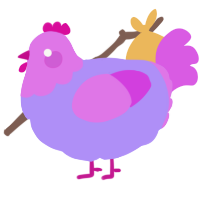 A lilac and orchid chicken with a head pattern