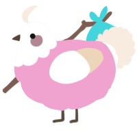 A pink and cream chicken with a head pattern