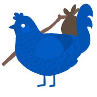 A ultramarine chicken with a lace pattern