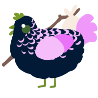 A tumblr and lavender chicken with a half-lace pattern