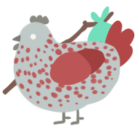 A silver and red chicken with a speckle pattern