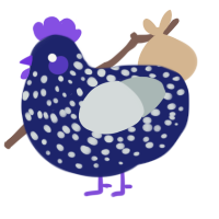 A navy and silver chicken with a speckle pattern