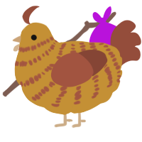 A gold and russet chicken with a bar pattern