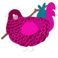 A maroon and fuchsia chicken with a lace pattern