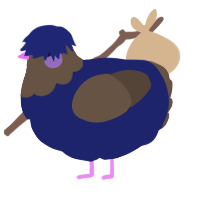 A navy and bark chicken with a head pattern