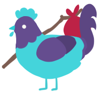 A aqua and overcast chicken with a head pattern