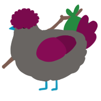 A grey and wine chicken