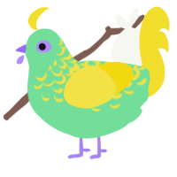 A spring and yellow chicken with a half-lace pattern