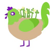 Matcha Roll, a beige and grass chicken with a head pattern