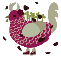 rosita², a fuchsia and silver chicken with a lace pattern