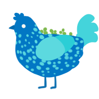 Blue Screen of Death, a sapphire and aqua chicken with a speckle pattern