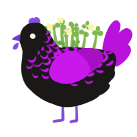 Lotharia, a sable and amethyst chicken with a half-lace pattern