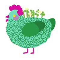 prince, a mint and viridian chicken with a double-lace pattern
