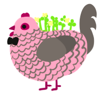 Full Bloom, a rose and grey chicken with a lace pattern