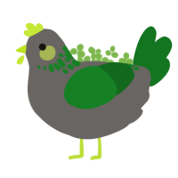 Weed of the Sea, a grey and leaf chicken with a neck-speckle pattern