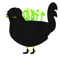 A Dish Best Served-, a black chicken with a lace pattern