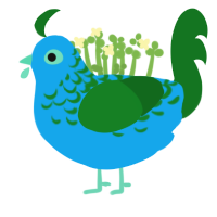 grass puddle, a sky and leaf chicken with a half-lace pattern