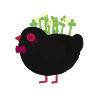Astaroth, a black chicken with a head pattern