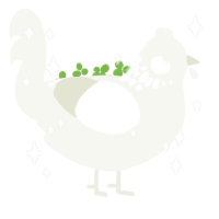 Calamity, a white chicken with a neck-speckle pattern