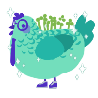 Gay Bar, a mint and turquoise chicken with a half-lace pattern