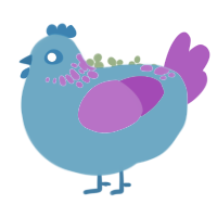 Iapetus, a sky and amethyst chicken with a neck-speckle pattern
