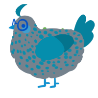 Pebble in the River, a ash and teal chicken with a speckle pattern