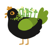 Regrowth, a sable and chartreuse chicken with a neck-speckle pattern