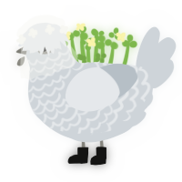Charlie the Ghost, a mist chicken with a lace pattern