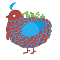 Optimus Cluck, a red and sky chicken with a lace pattern