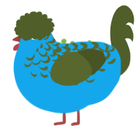 Mother Earth, a sky and olive chicken with a half-lace pattern