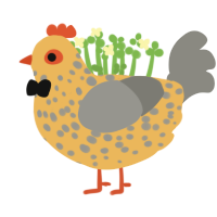 Pepper, a honey and ash chicken with a speckle pattern