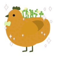 Mango, a orange and ochre chicken with a speckle pattern