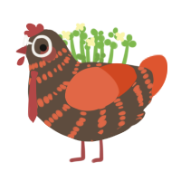 fogata, a bark and vermilion chicken with a bar pattern