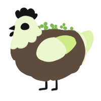 Odora, a bark and apple chicken with a head pattern