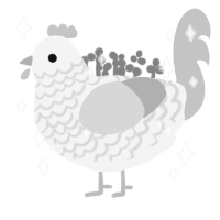 Eliza, a white and silver chicken with a lace pattern