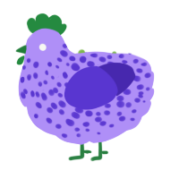 Juice Box, a lilac and indigo chicken with a speckle pattern