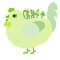 uranium glass, a apple and gluppy chicken