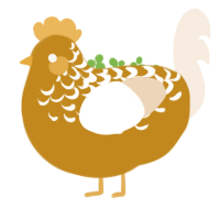 chickey, a ochre and cream chicken with a half-lace pattern