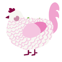 Strawberry, a white and pink chicken with a lace pattern