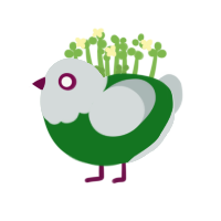 Pigeon, a leaf and silver chicken with a head pattern