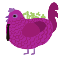 silly, a amethyst and plum chicken with a lace pattern