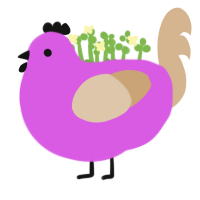 stamp, a orchid and beige chicken