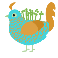 pool party, a aqua and orange chicken with a lace pattern